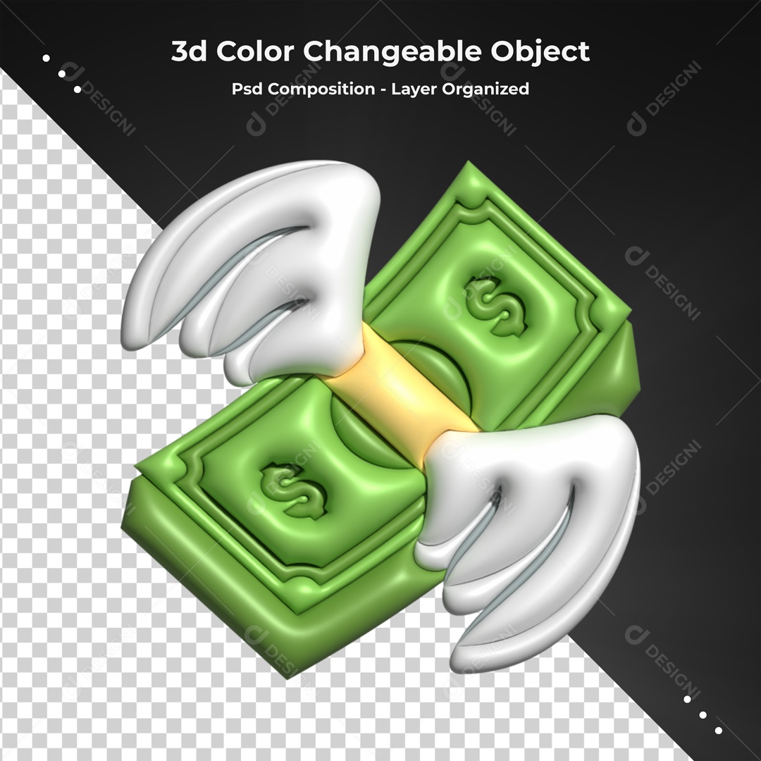 Elemento De Dinheiro Com Asa Para Composição PSD