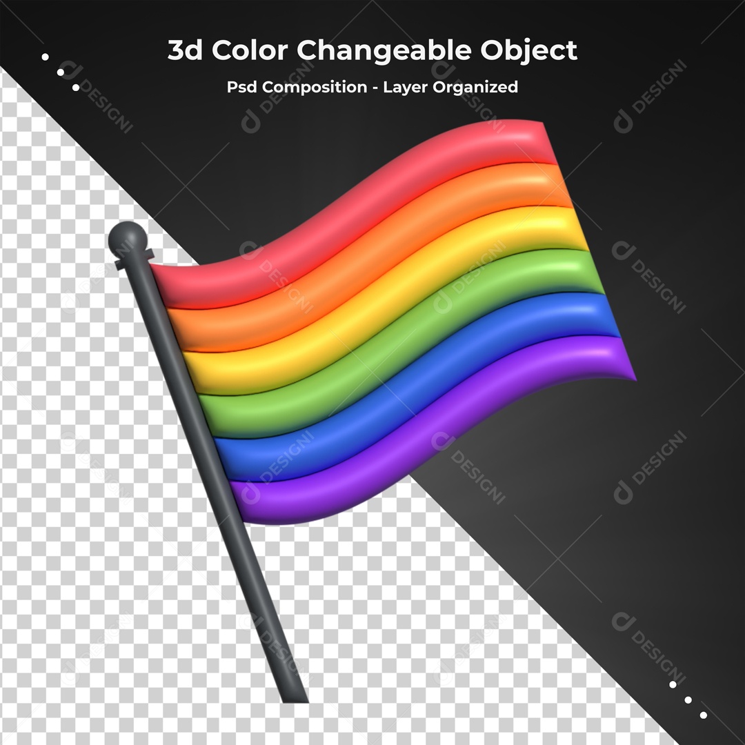 Elemento De Bandeira Colorida Arco Iris Para Composição PSD