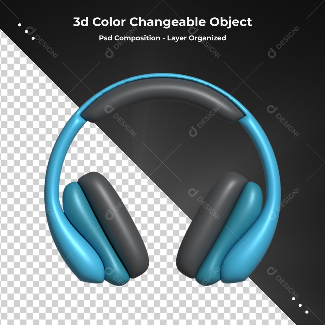 Elemento De Fone Azul Para Composição PSD