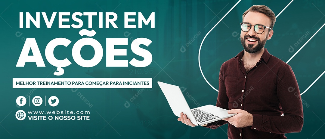 Banner Investir em Ações Social Media PSD Editável