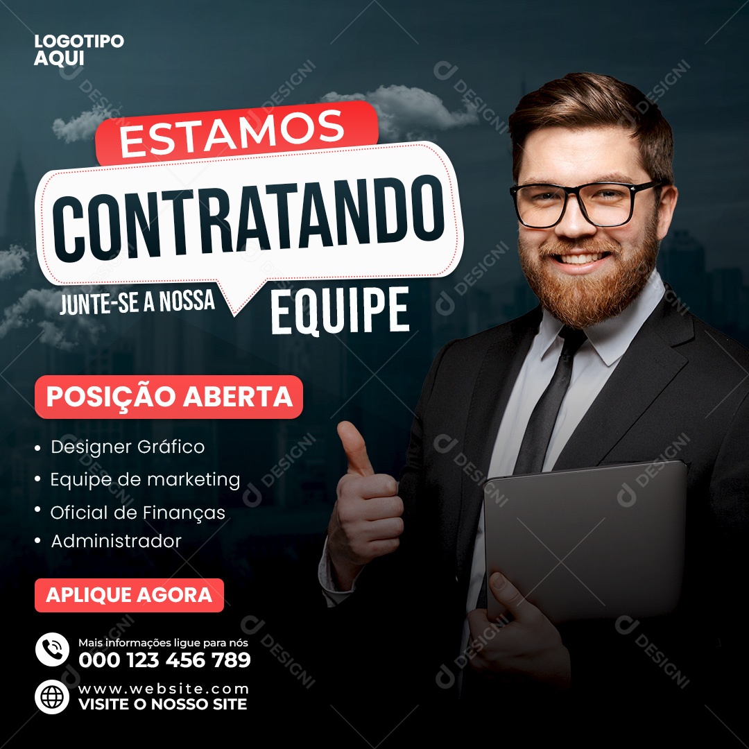 Estamos Contratando Junte-se a Nossa Equipe Social Media PSD Editável