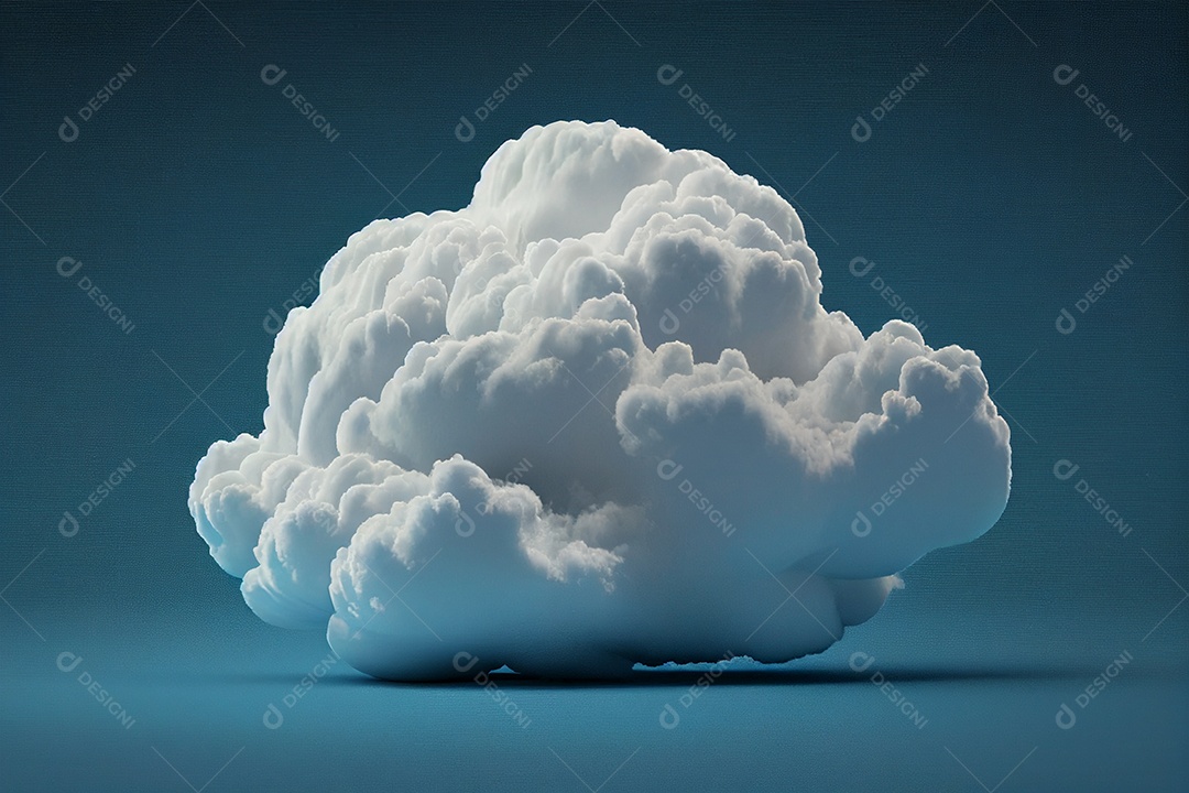 Bela nuvem branca abstrata em fundo azul escuro em 3D gerado por IA