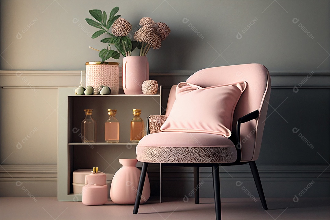 Bela poltrona relaxante sobre fundo de uma sala IA