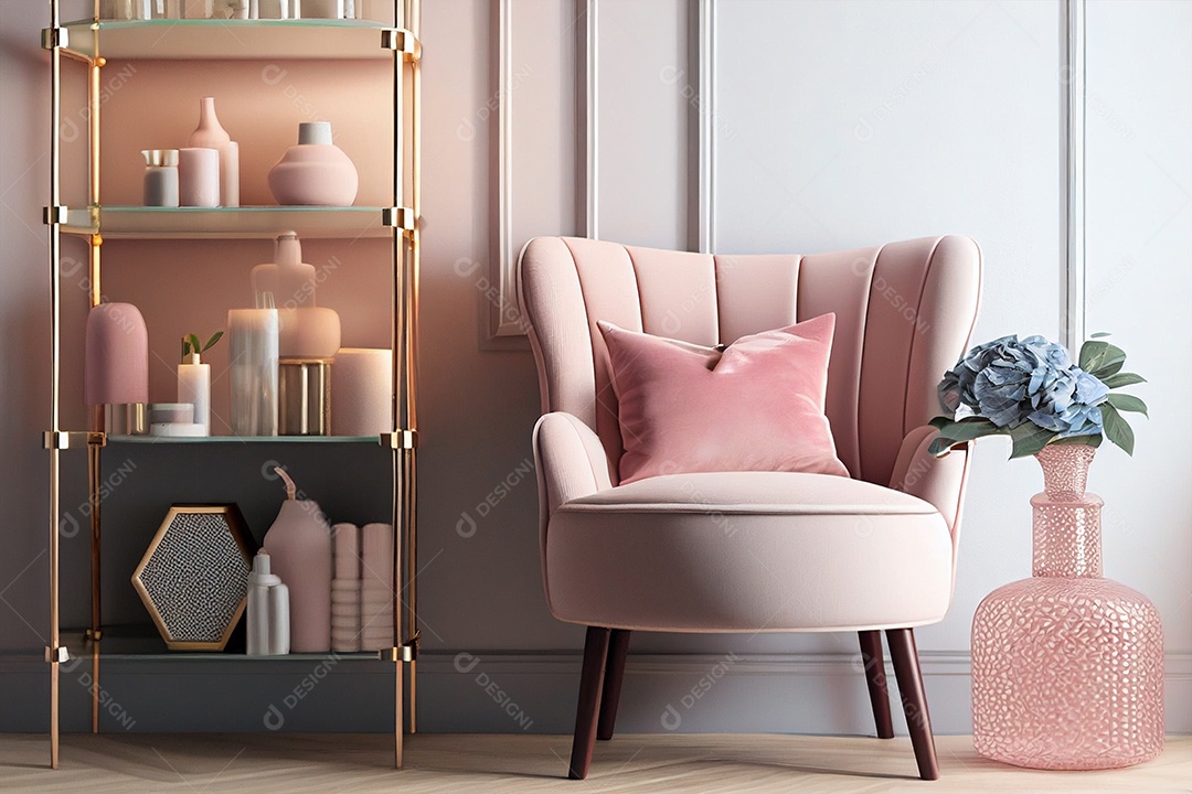 Bela poltrona relaxante sobre fundo de uma sala IA