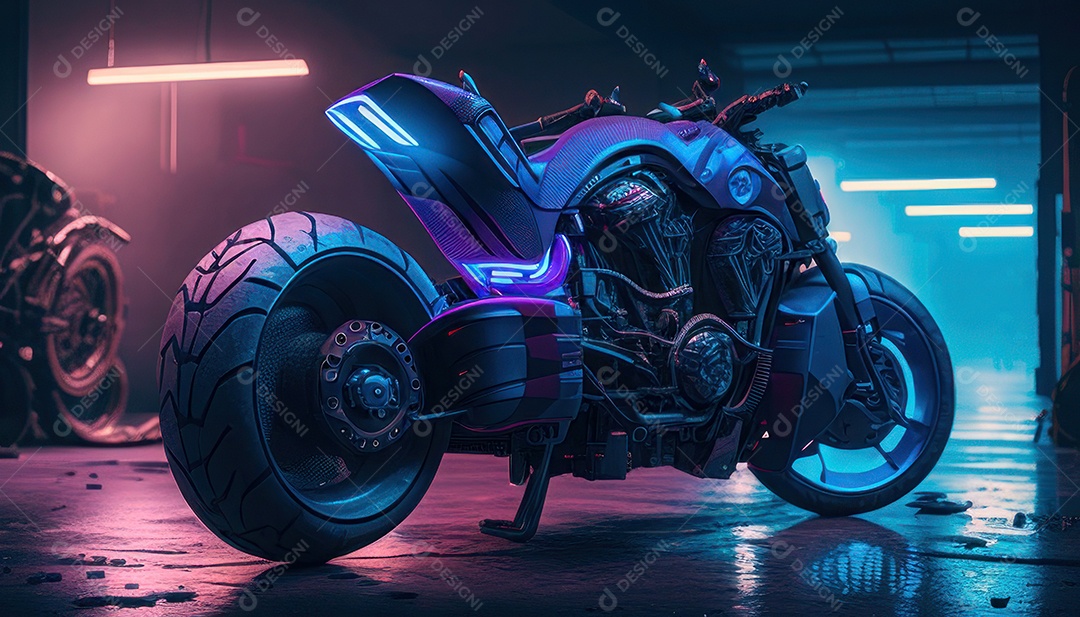 Moto esportiva sobre rua deserta.