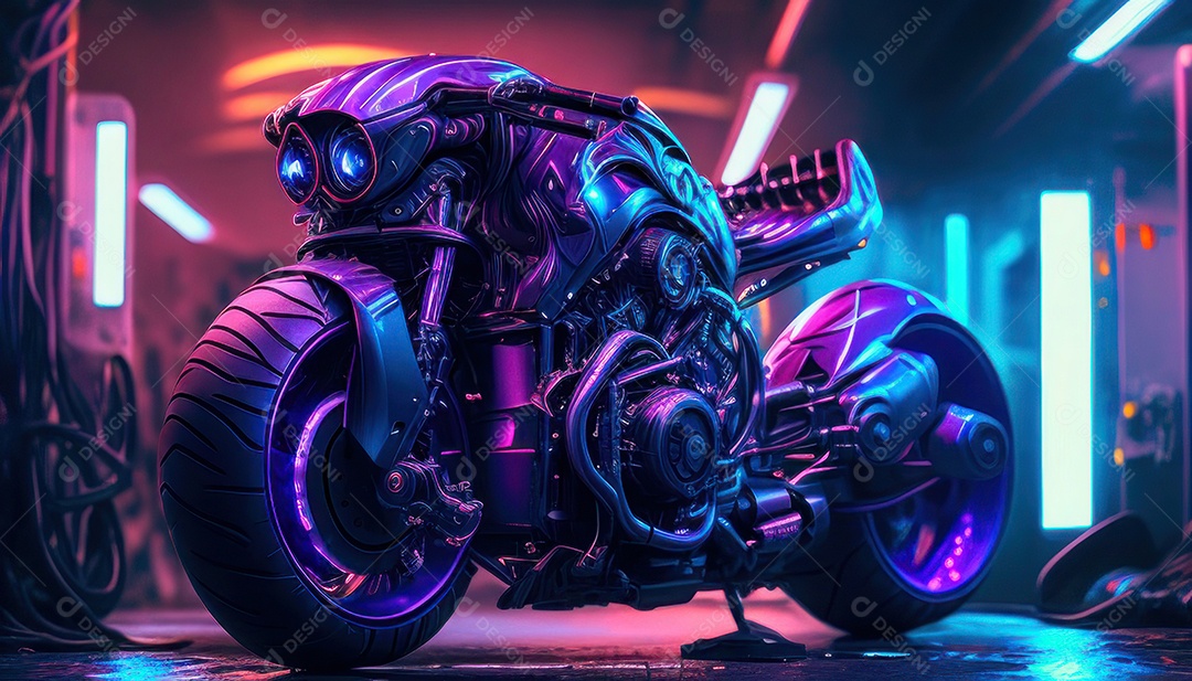 Moto esportiva sobre rua deserta.