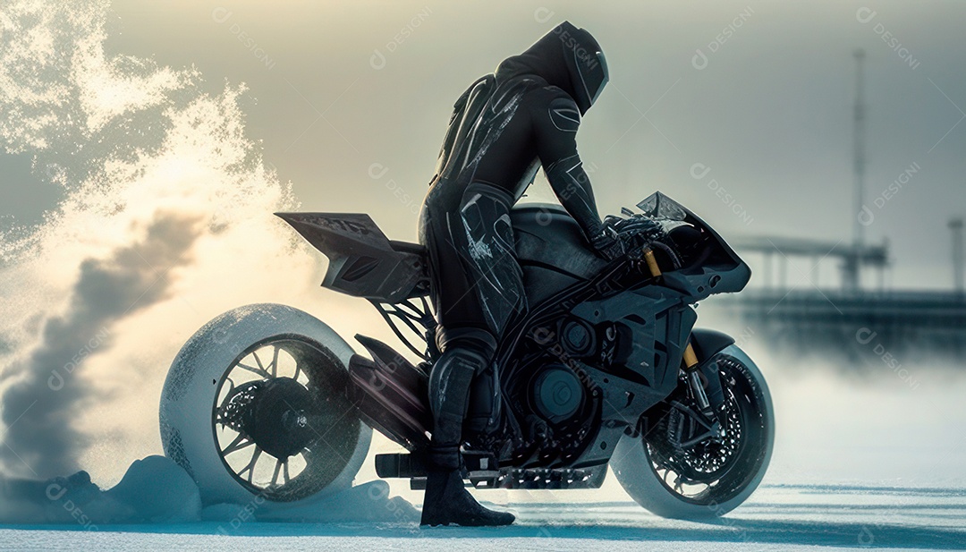 Pessoa jovem pilotando sua motocicleta.