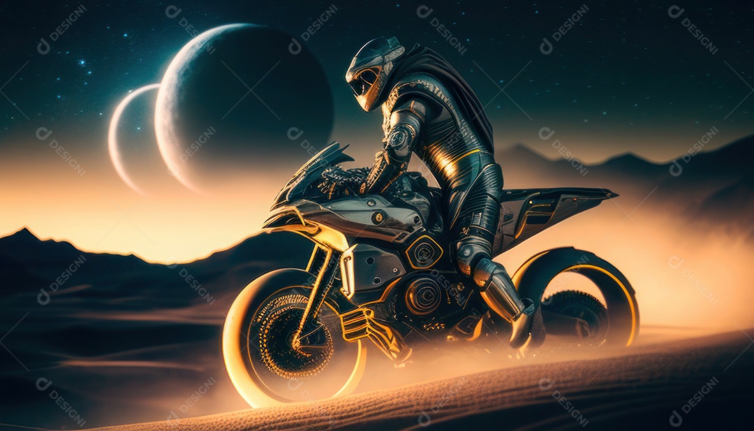 Pessoa jovem pilotando sua motocicleta.