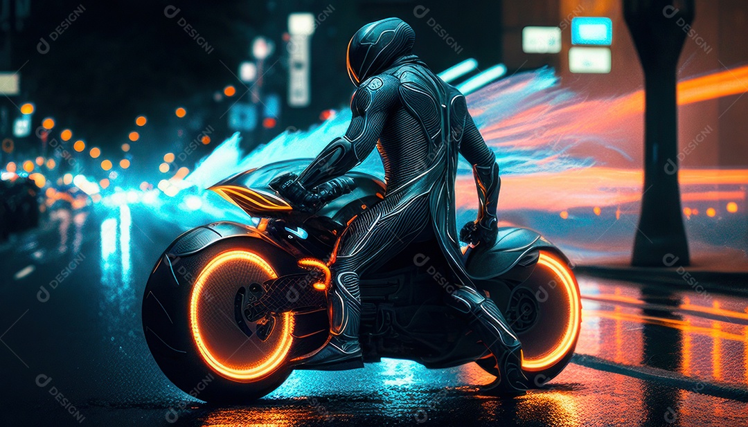 Pessoa jovem pilotando sua motocicleta.