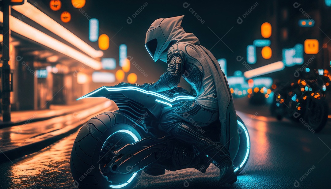 Pessoa jovem pilotando sua motocicleta.