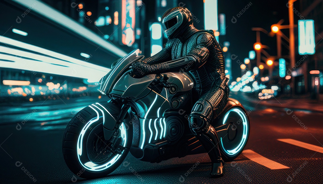 Pessoa jovem pilotando sua motocicleta.