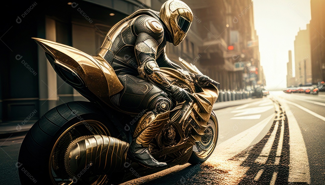 Pessoa jovem pilotando sua motocicleta.