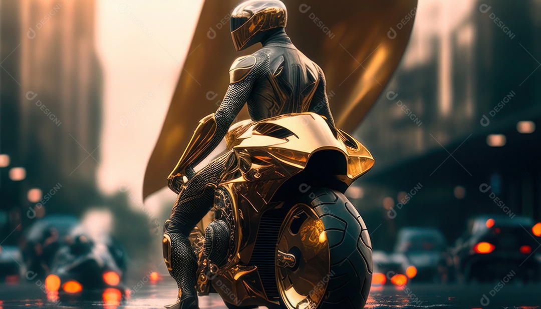 Pessoa jovem pilotando sua motocicleta.