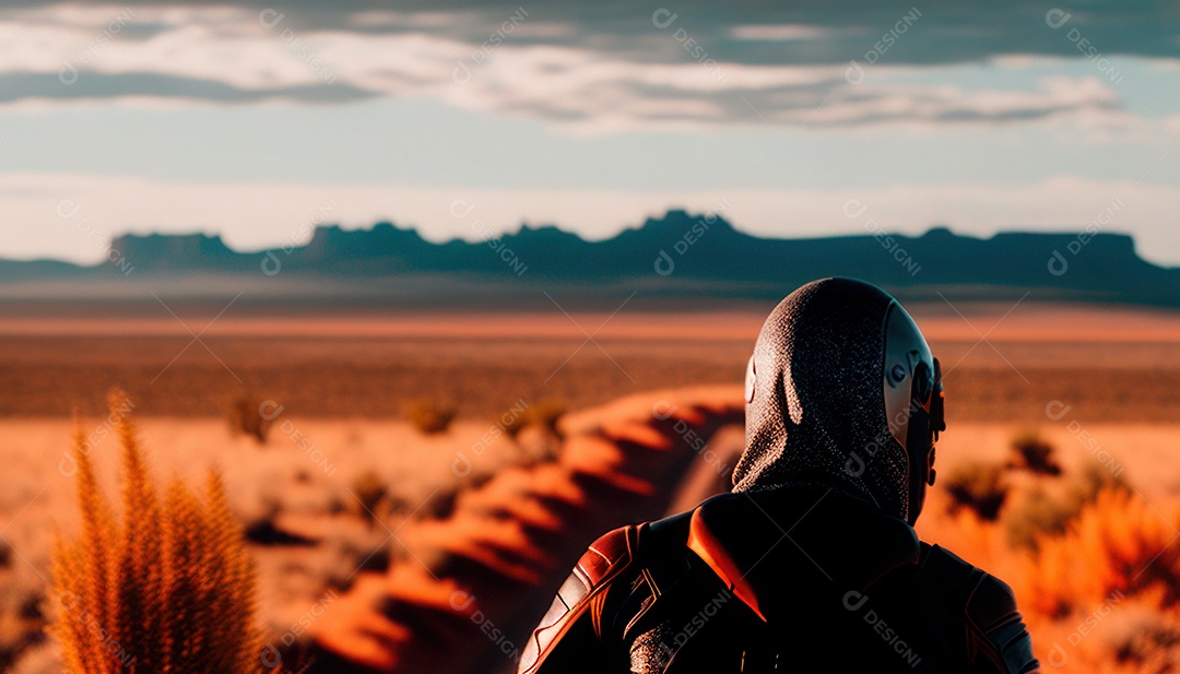 Imagem realista de pessoa pilotando moto.