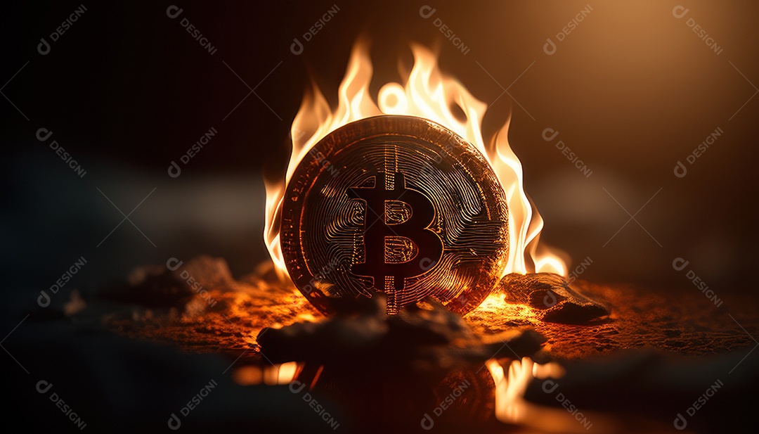 Bitcoin dourado moeda dourada sobre fundo isolado.