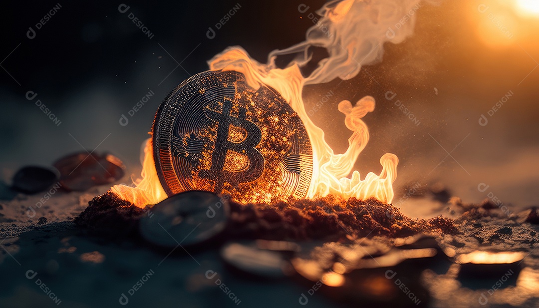 Bitcoin dourado moeda dourada sobre fundo isolado.