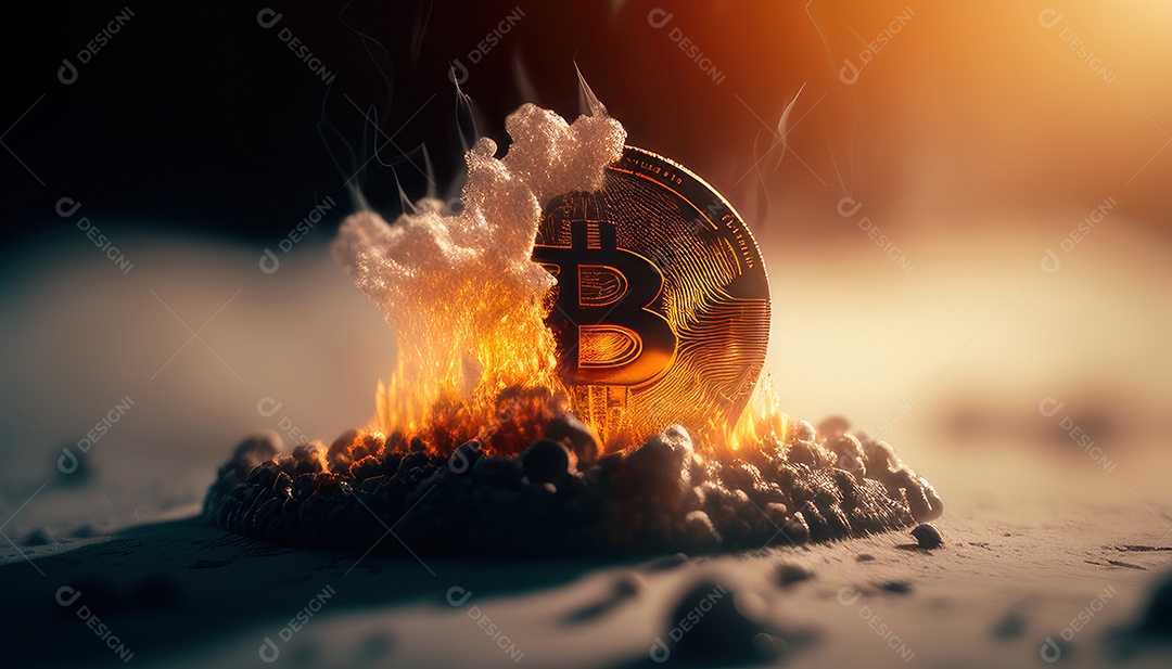 Bitcoin dourado moeda dourada sobre fundo isolado.