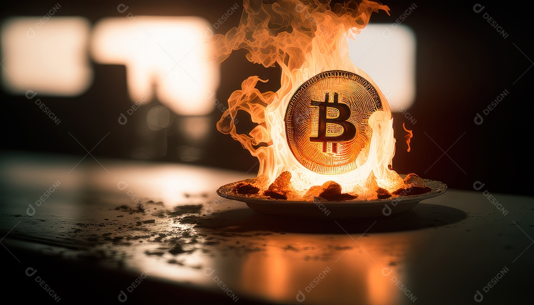 Bitcoin dourado moeda dourada sobre fundo isolado.