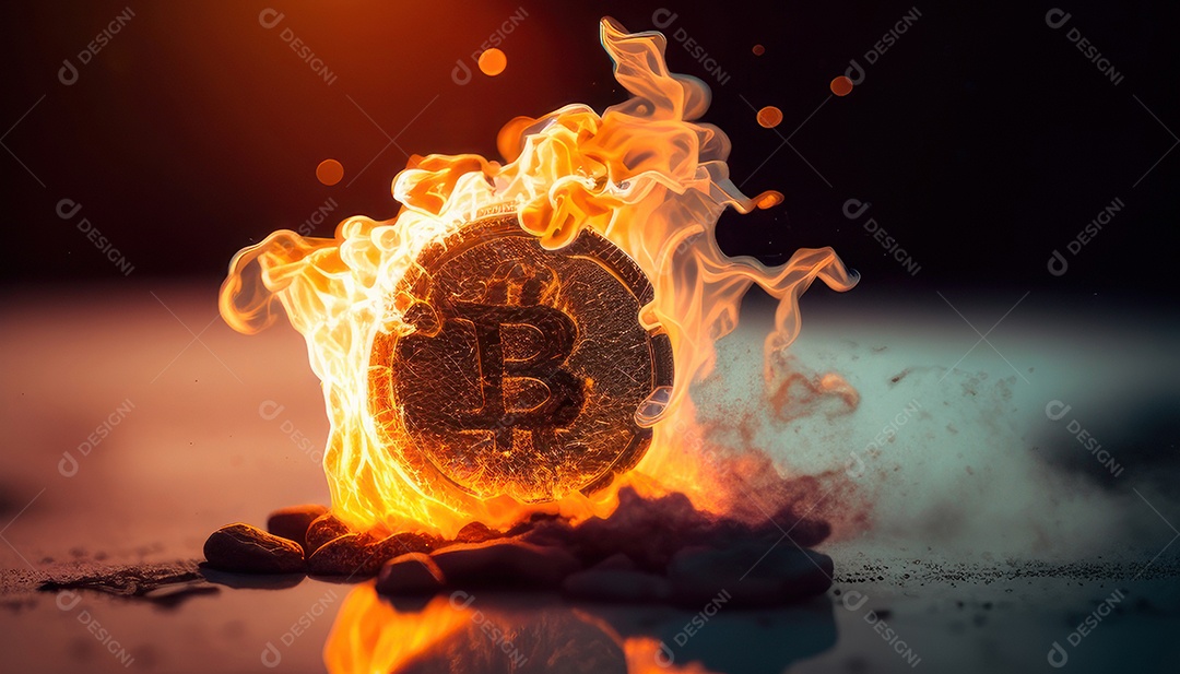 Bitcoin dourado moeda dourada sobre fundo isolado.