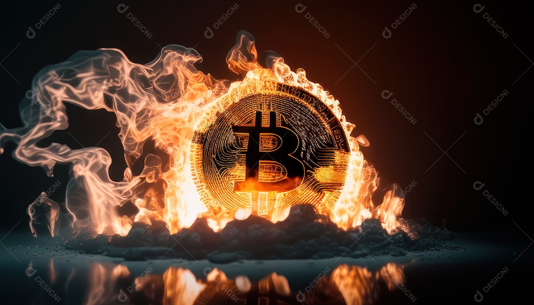 Bitcoin dourado moeda dourada sobre fundo isolado.