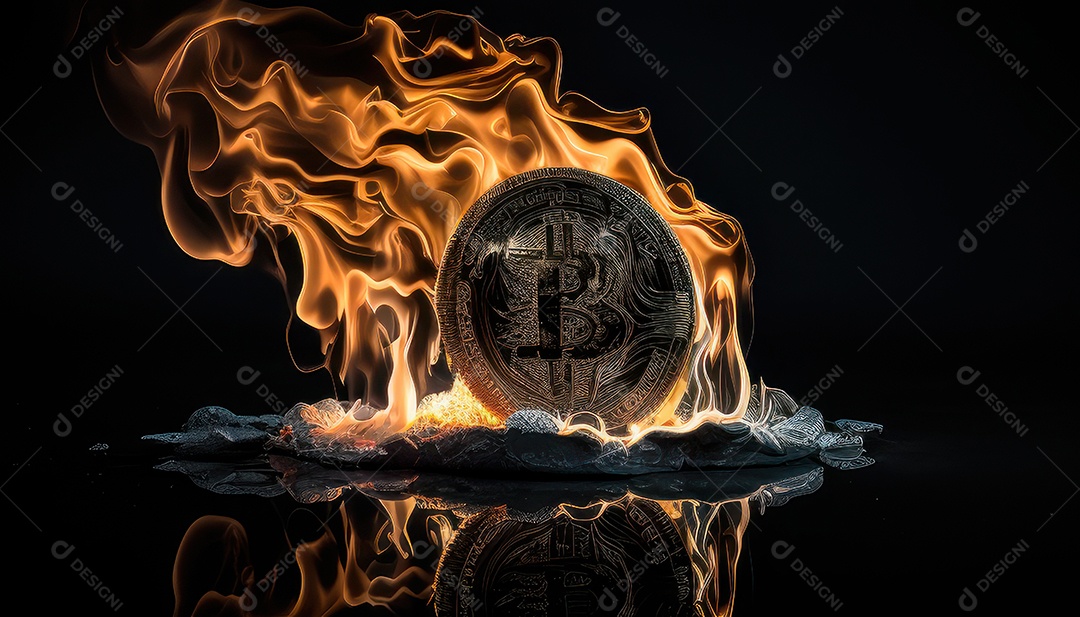 Bitcoin dourado moeda dourada sobre fundo isolado.