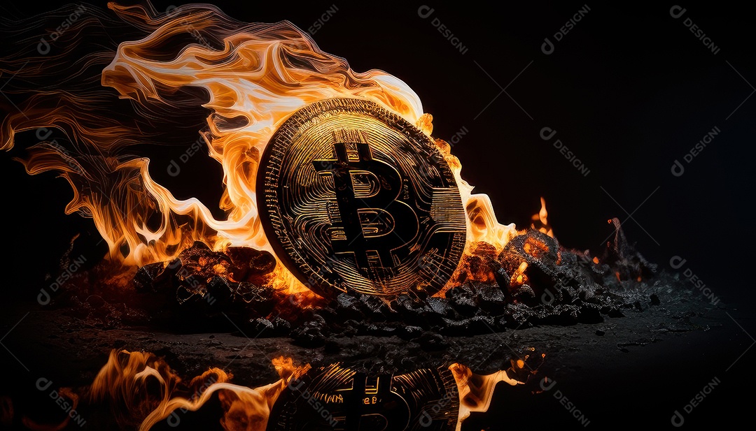 Bitcoin dourado moeda dourada sobre fundo isolado.