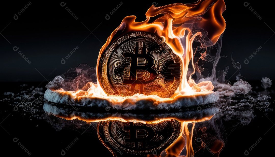 Bitcoin dourado moeda dourada sobre fundo isolado.