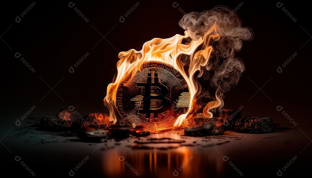 Bitcoin dourado moeda dourada sobre fundo isolado.