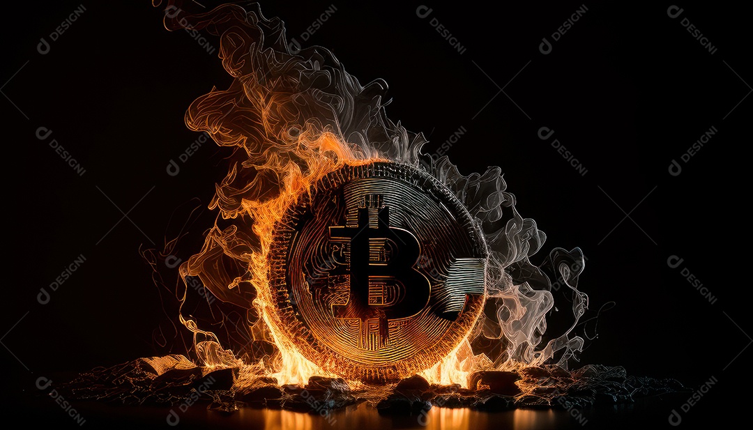 Bitcoin dourado moeda dourada sobre fundo isolado.