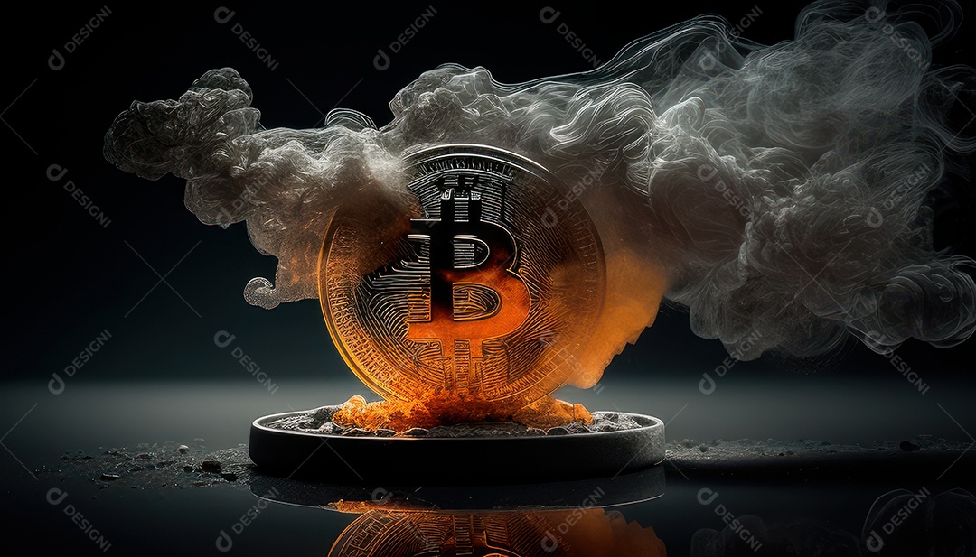 Bitcoin dourado moeda dourada sobre fundo isolado.