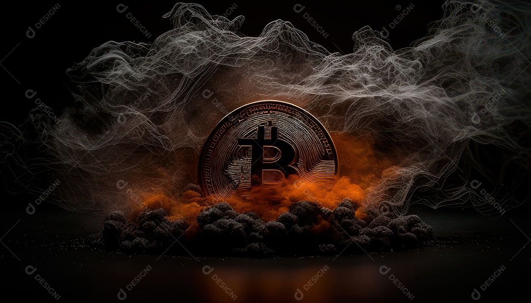 Bitcoin dourado moeda dourada sobre fundo isolado.