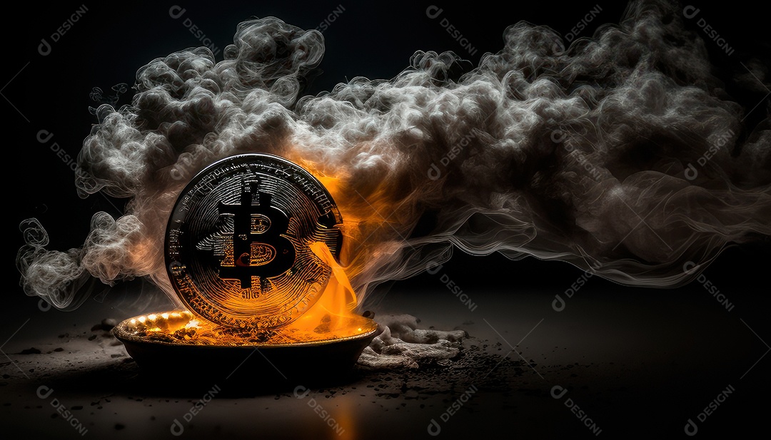 Bitcoin dourado moeda dourada sobre fundo isolado.