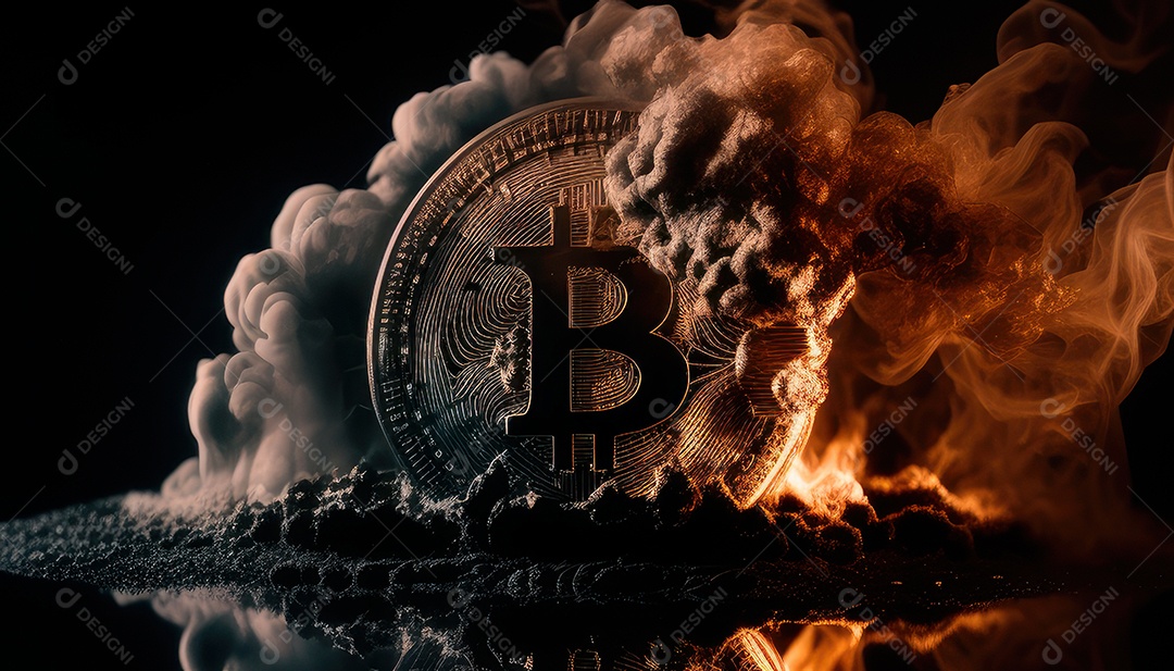 Bitcoin dourado moeda dourada sobre fundo isolado.