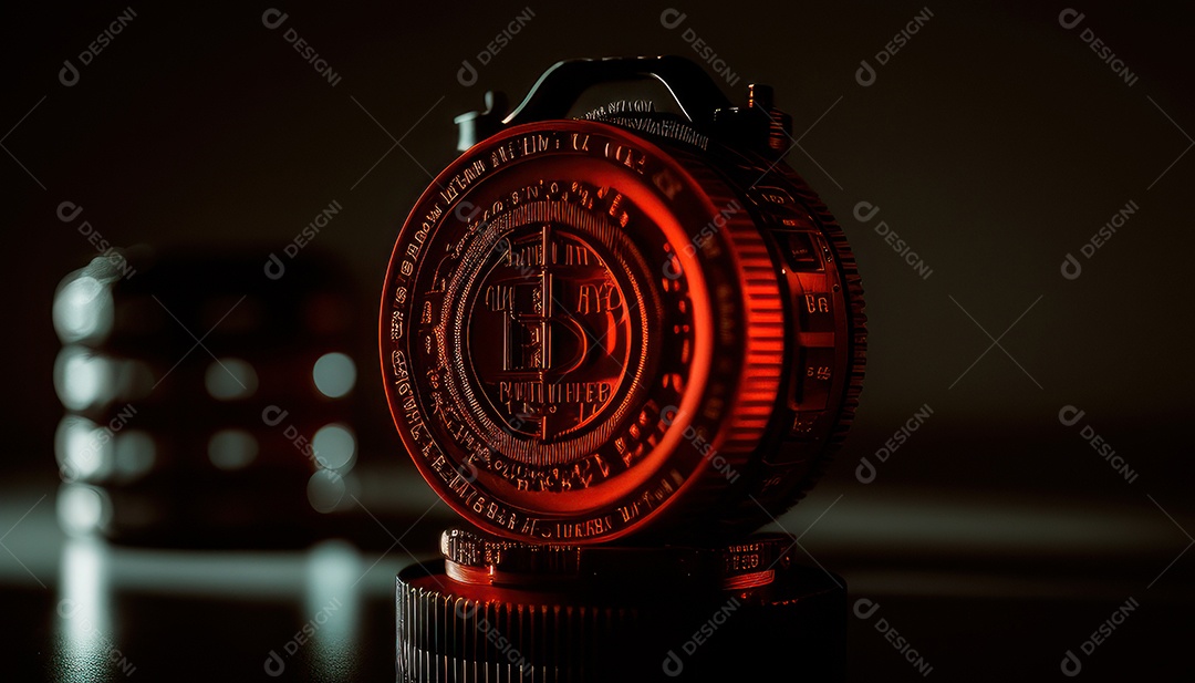 Bitcoin dourado moeda dourada sobre fundo isolado.