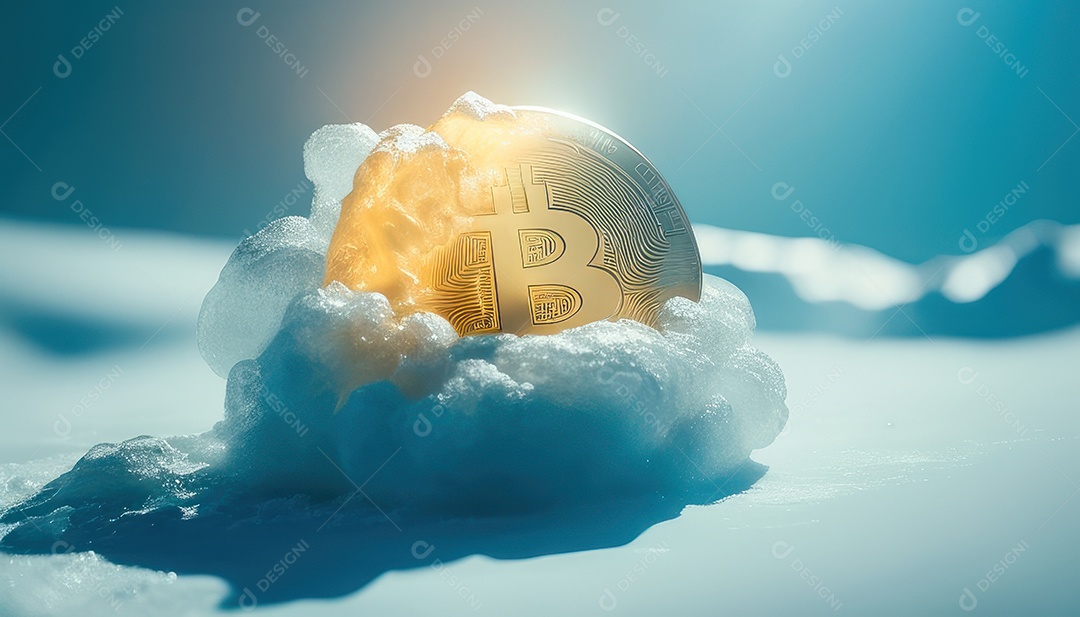 Bitcoin dourado moeda dourada sobre fundo isolado.