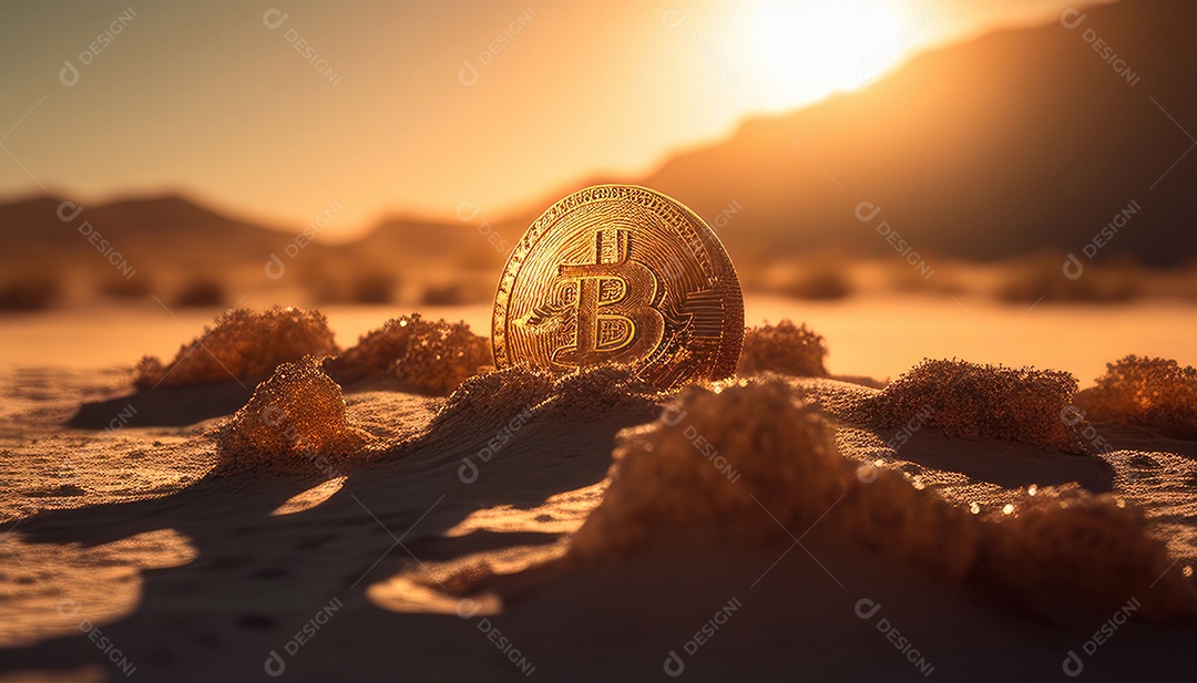 Bitcoin dourado moeda dourada sobre fundo isolado.