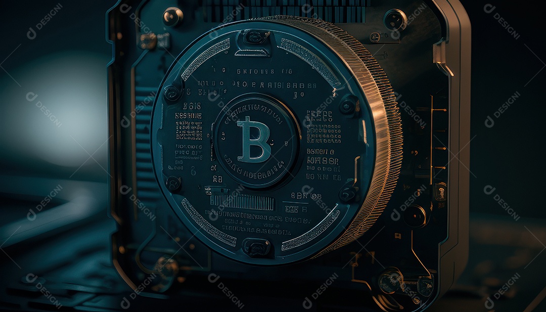 Bitcoin dourado moeda dourada sobre fundo isolado.