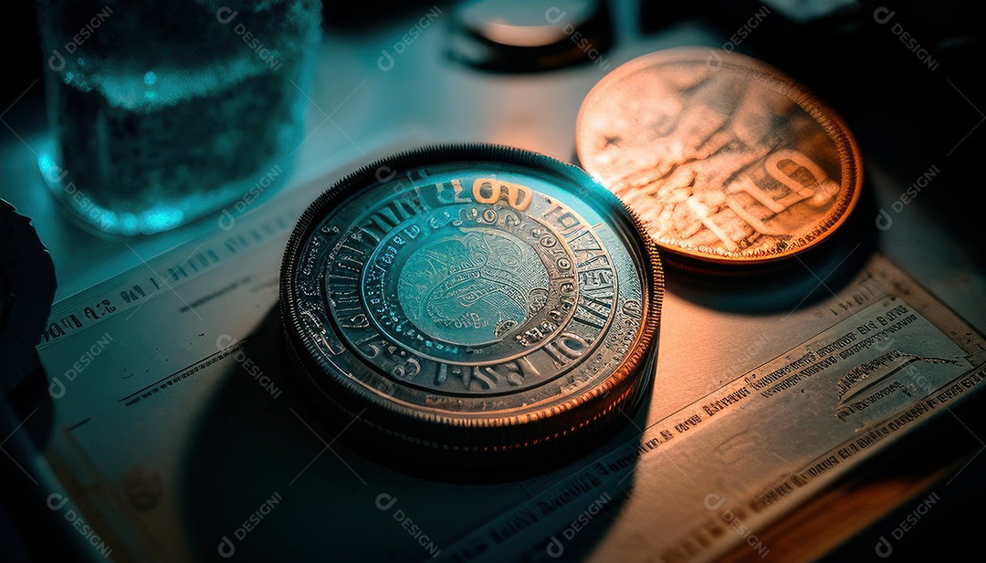 Criptomoeda sobre fundo isolado.