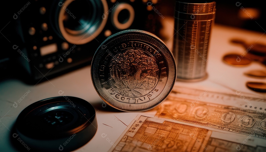 Criptomoeda sobre fundo isolado.