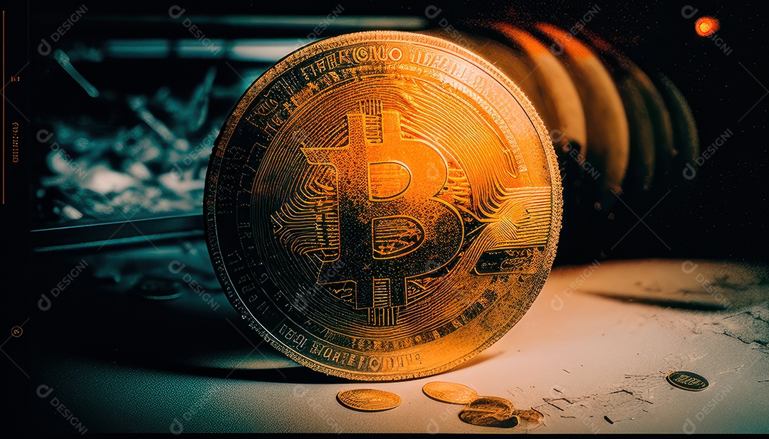 Criptomoeda sobre fundo isolado.