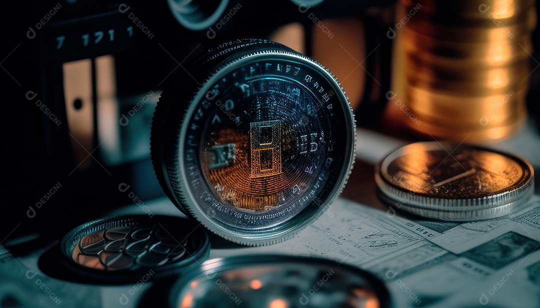 Criptomoeda sobre fundo isolado.