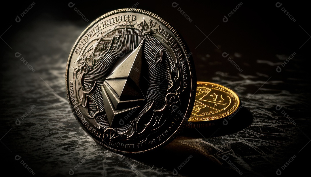 Criptomoeda sobre fundo isolado.