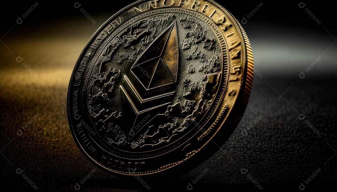 Criptomoeda sobre fundo isolado.