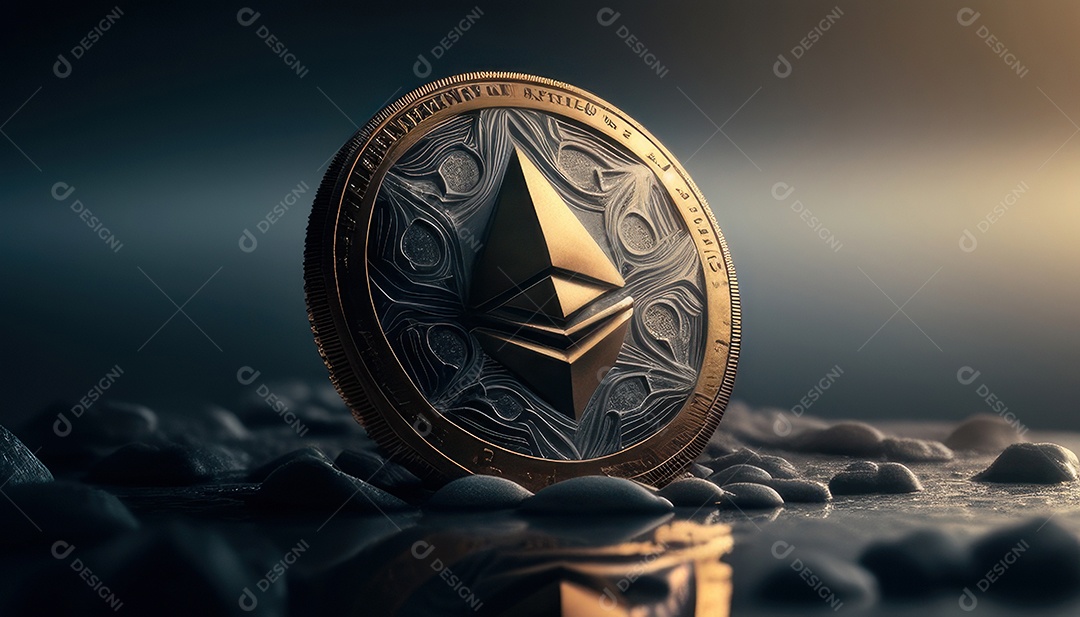 Criptomoeda sobre fundo isolado.