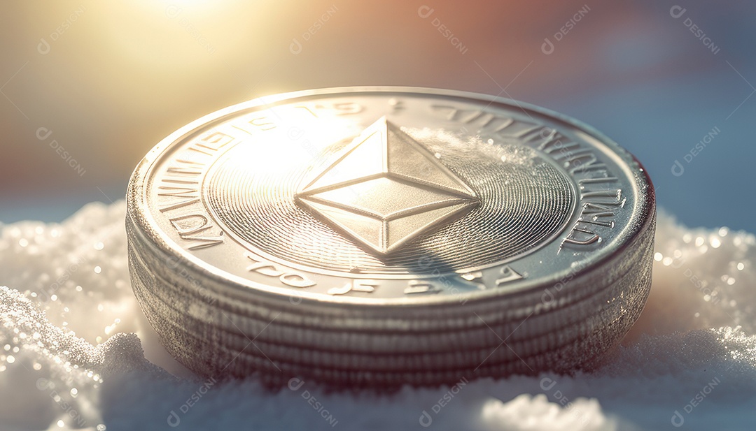 Criptomoeda sobre fundo isolado.