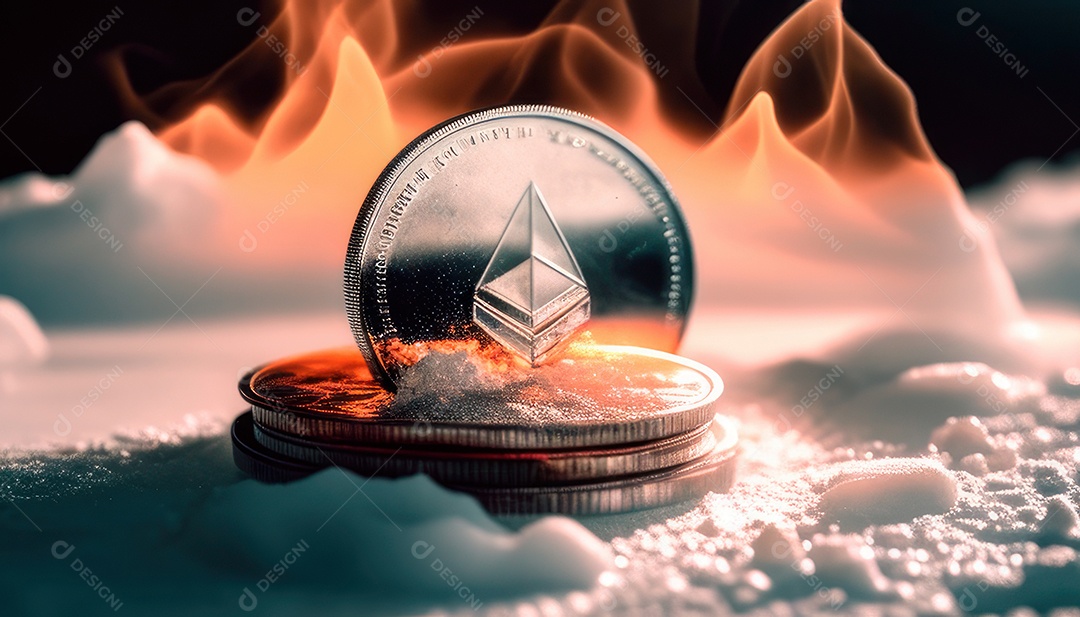 Criptomoeda sobre fundo isolado.