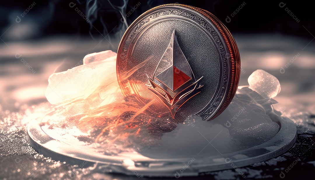 Criptomoeda sobre fundo isolado.