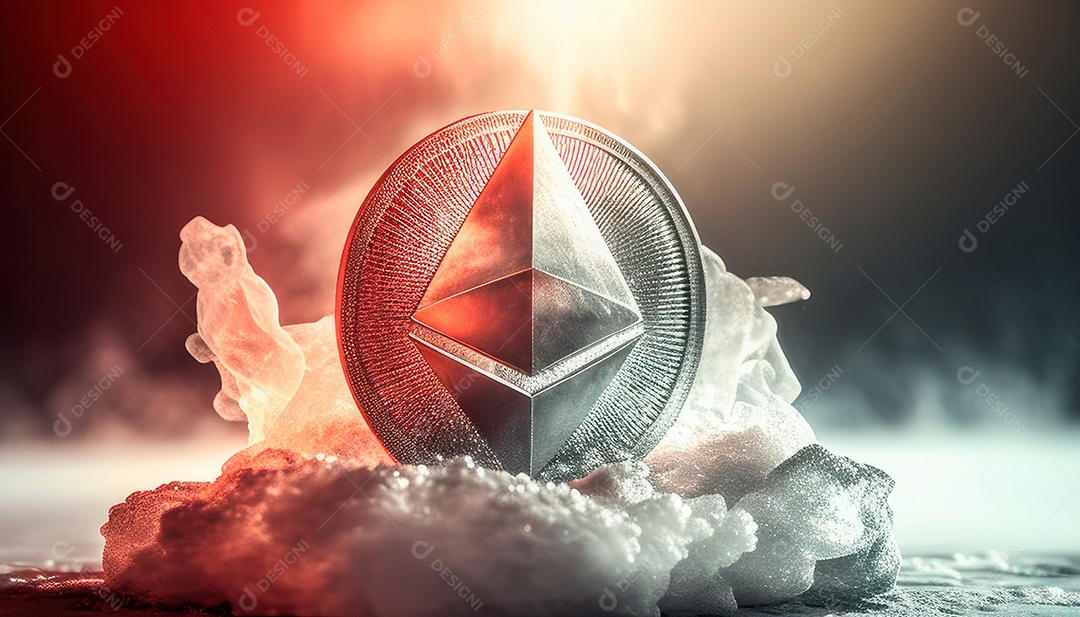 Criptomoeda sobre fundo isolado.