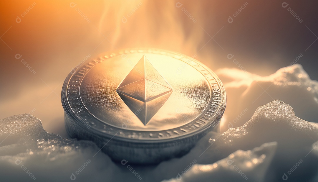 Criptomoeda sobre fundo isolado.