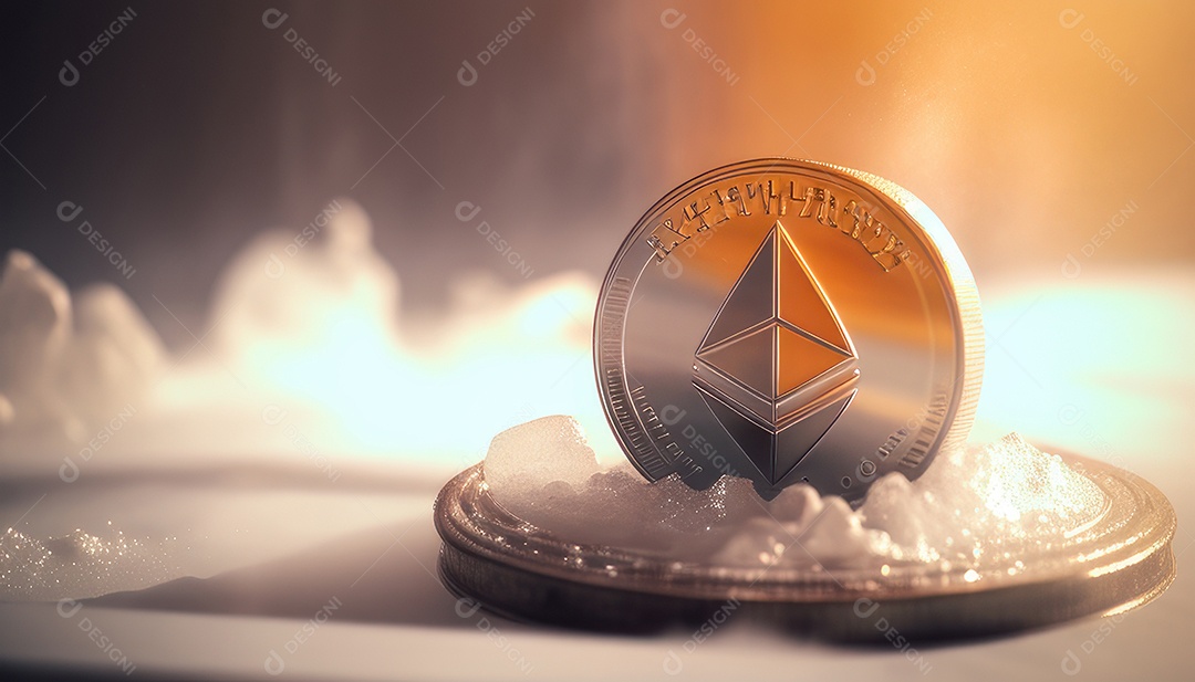 Criptomoeda sobre fundo isolado.